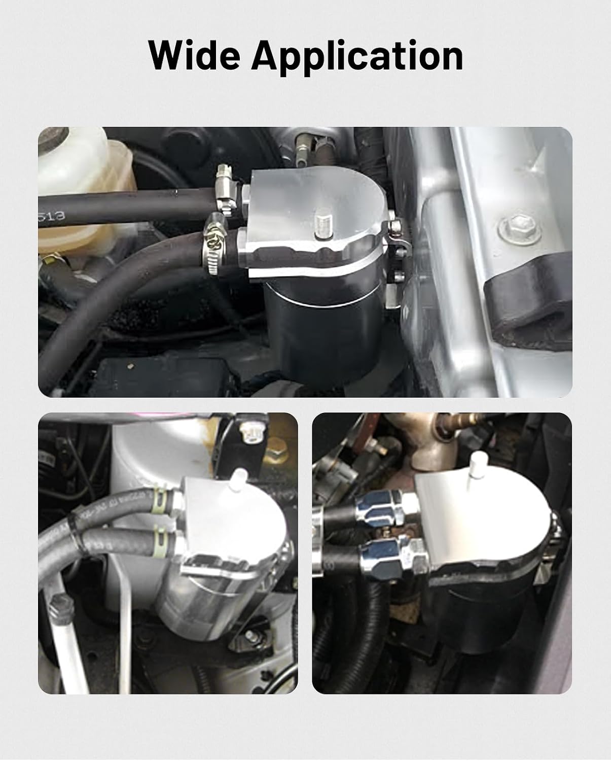 EVIL ENERGY Oil Catch Can, 300ML Baffled Oil Can, Universal Aluminum Air Oil Separator Breather Tank with 3/8" ID 5FT NBR Fuel Hose Kit