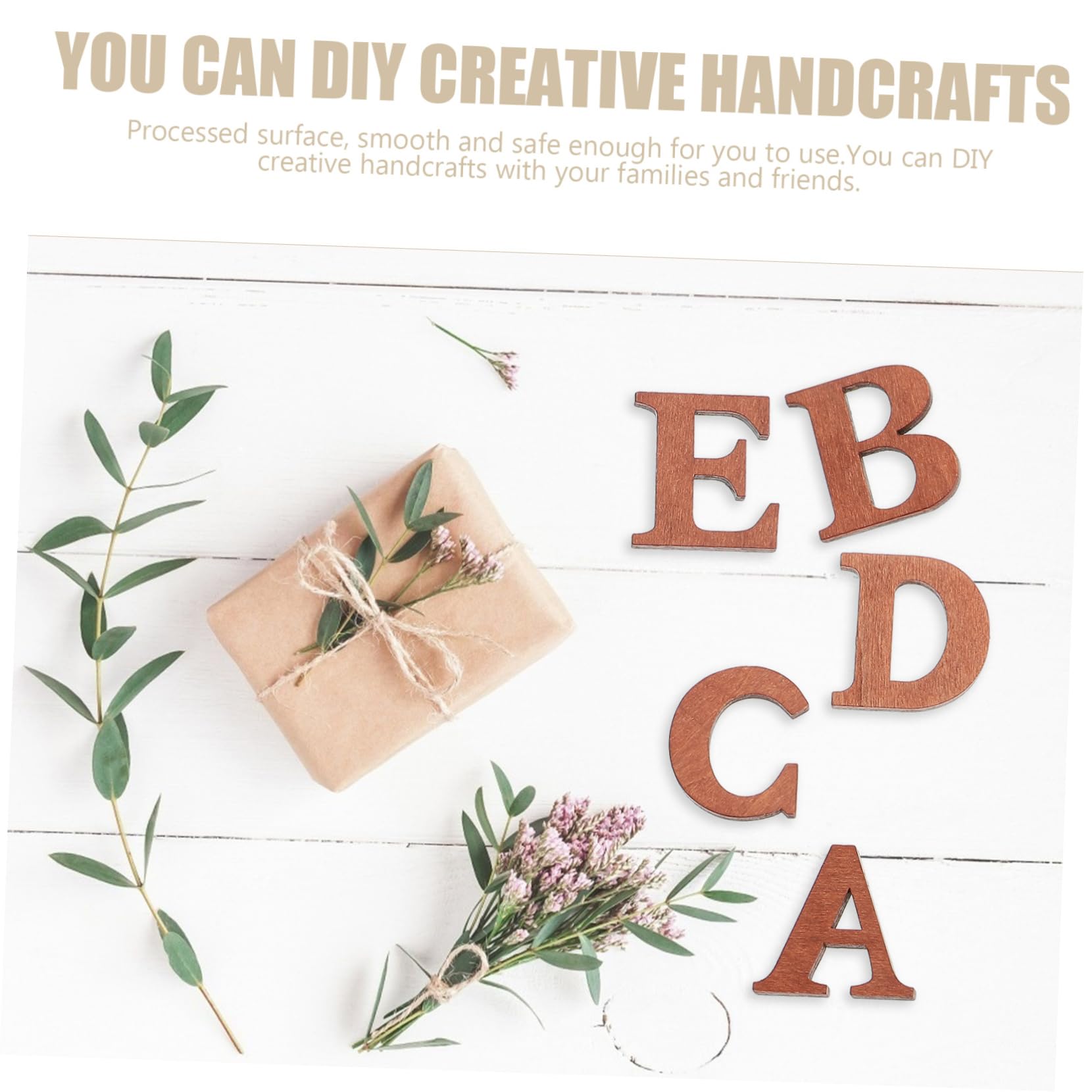 VILLCASE 104 Piezas De Letras De Madera Marrón Manualidades DIY Decoración En Miniatura Carta Creativa Letras Mayúsculas Sin Terminar Recortes De Letras Sin Terminar Mini Decoración