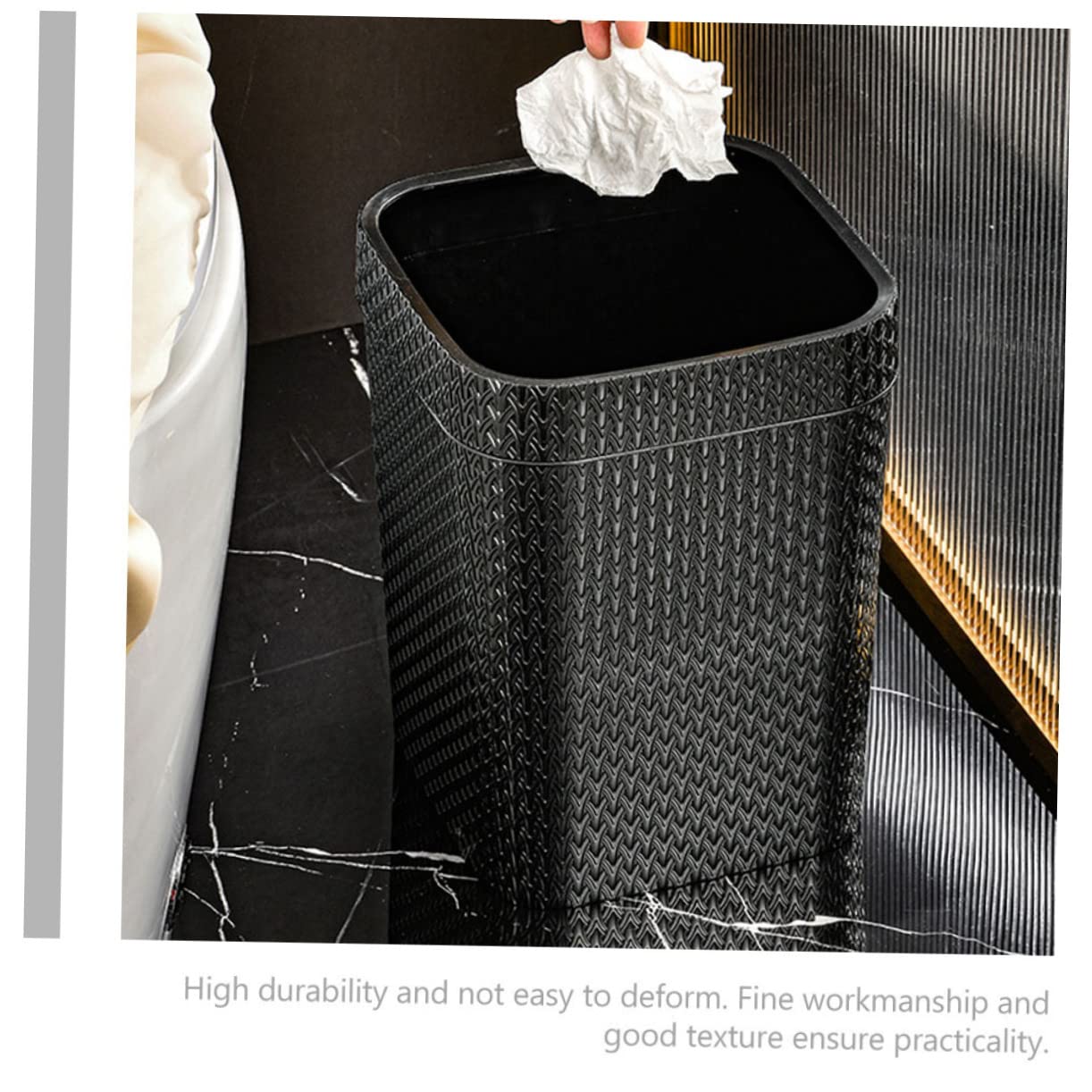 Cabilock Rattan Storage Bucket Trash Can Bathroom Trash Can Office Waste Paper Basket
