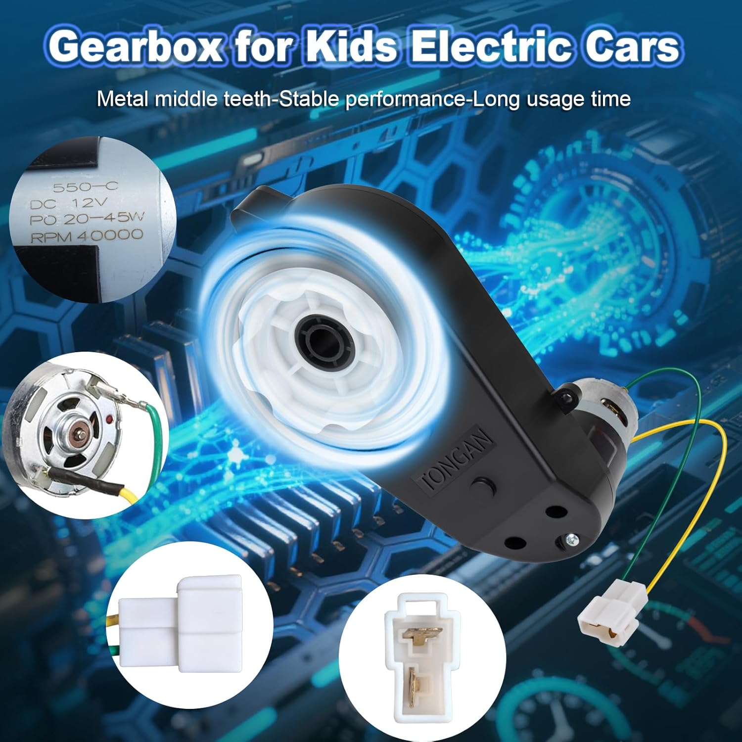 2Pcs 12V Powered Wheels Motor Upgrade Gearbox Electric Motor 12V RS550 40000RPM High Speed RS550 Drive Engine Jeep Upgrade Motor