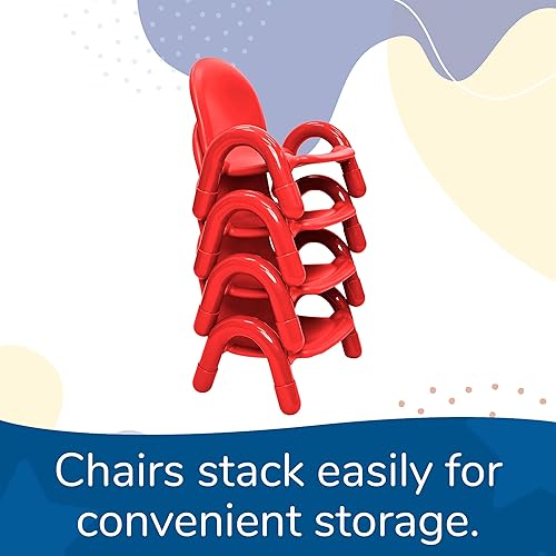 Miniatura 3 de Children's Factory Baseline - Silla infantil de 5 pulgadas, color rojo manzana caramelo, paquete de 4, solución de asiento ergonómico apilable para
