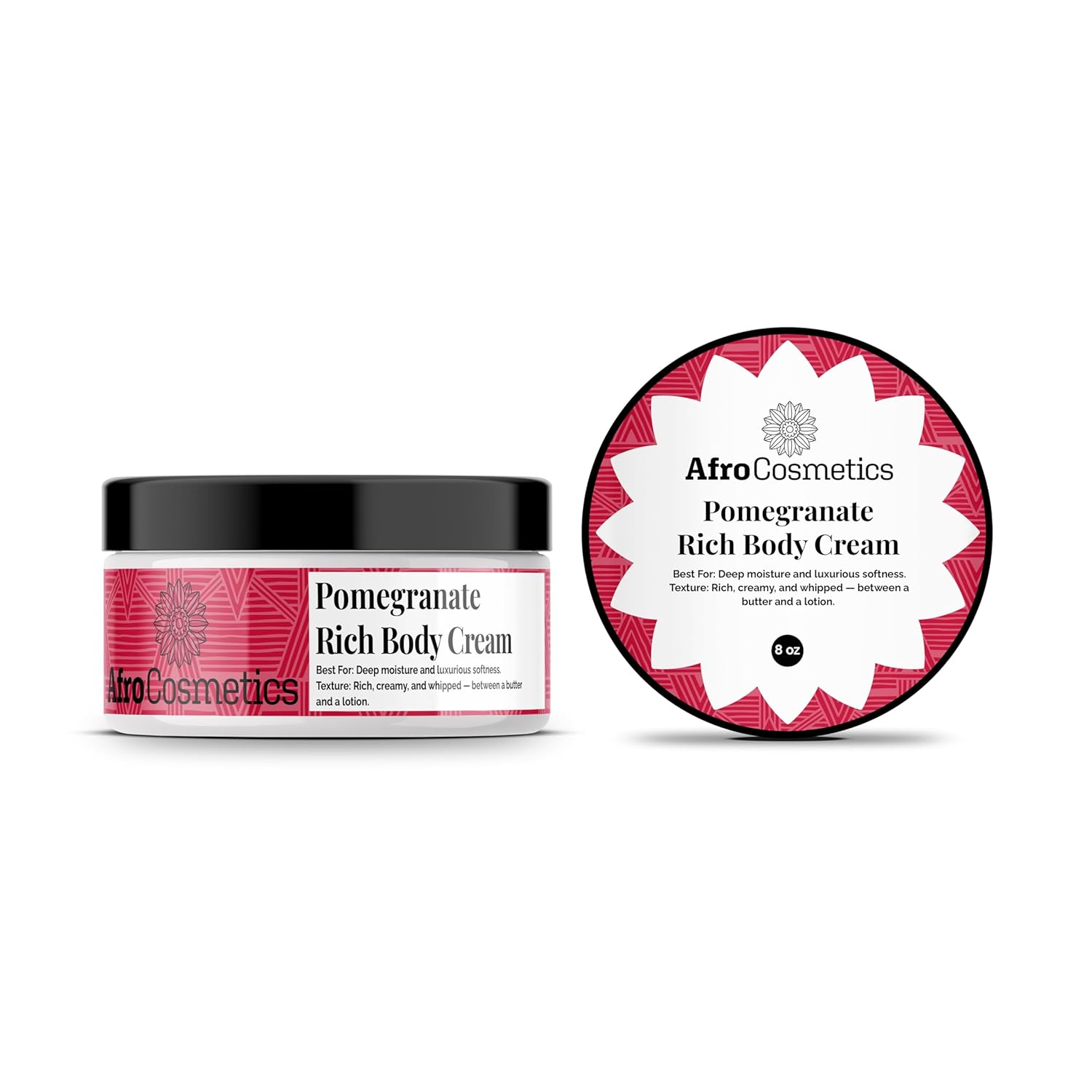 AFROCOSMETICS Body Cream for a Nourishing and Hydrating Skin Great Moisturizer Pomegranate 8 oz
