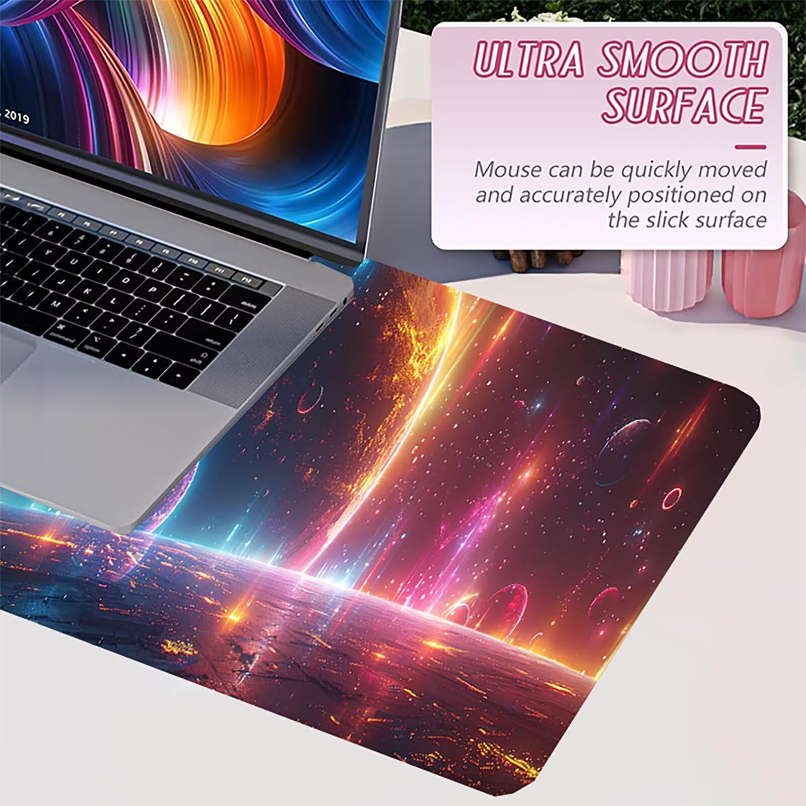 Tappetino Mouse XXL 1500 x 800 mm, Tappetino Mouse Pianeta, Gaming Mousepad Migliorare la Velocità e la Precisione, Mouse Pad con Base in Gomma Antiscivolo, Ufficio Accessori Gaming, Grigio I-1068