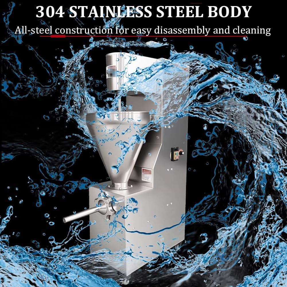 Heavy-Duty Commercial Sausage Stuffer with Speed Control Foot Pedal, Fully Automatic Tabletop Sausage Stuffer, Stainless Steel Meat Filling Machine with 4 Stuffing Tubes