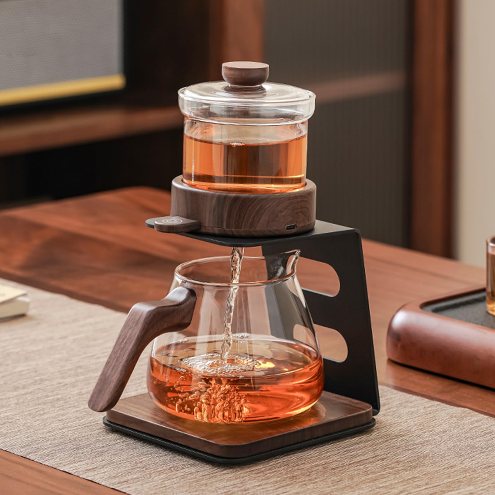 Tetera Automática De Madera, Infusor Magnético, Separador De Té Y Sopa, Diseño Tres En Uno, con Filtro, Estilo Chino, para Oficina Y Sala De Estar