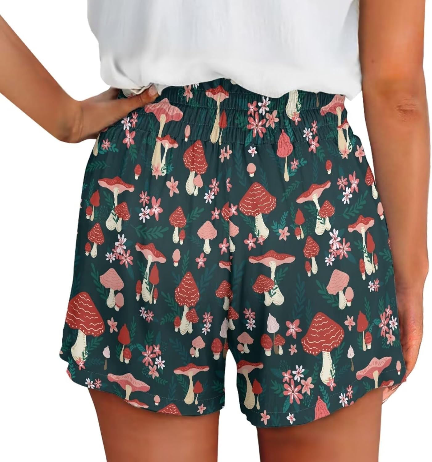 Loose Women Shorts Elastic High Waisted Short for Women Trendy Lounge Short Pants with Pockets