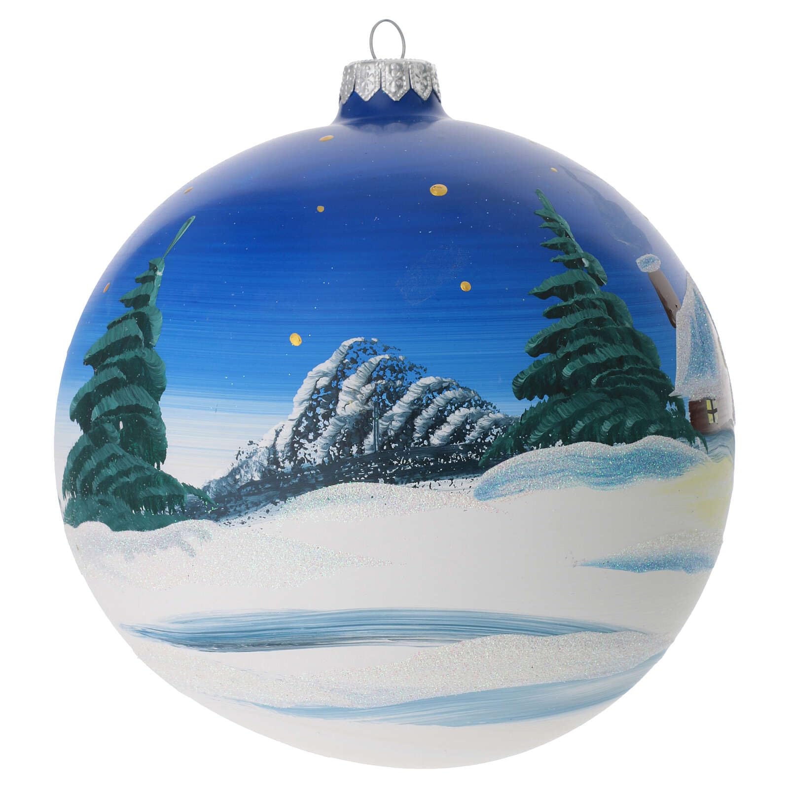 Palla di Natale azzurra cielo vetro soffiato 150mm