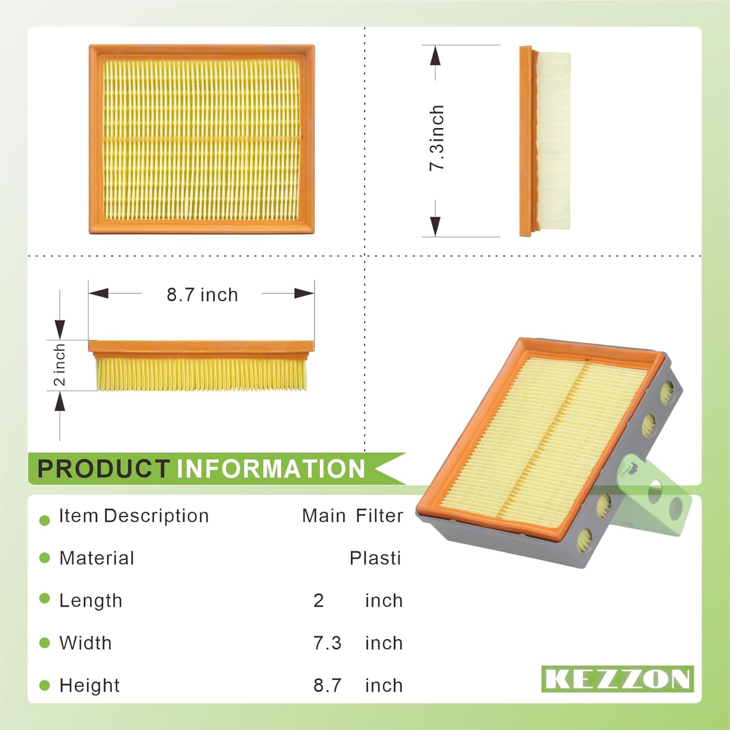 496170 Main Filter Element 2 Pack Compatible with Festool CT 26, CT 36, CT 48 Dust Extractor Vacuum – Replacement Cartridge Filter