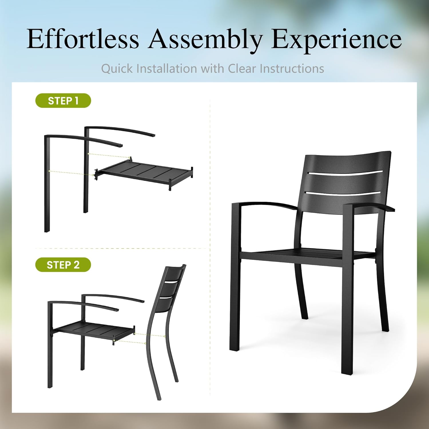 Sophia & William Metal Patio Outdoor Table and Chairs 5 Piece Dining Set - 37" Square Bistro Table and 4 Backyard Garden Chairs, Table with 1.57" Umbrella Hole