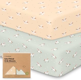 KeaBabies 2-Pack Baby Crib Sheets for Boys, Girls - 52x28 Viscose Derived from Bamboo Toddler Bed Sheets Neutral, Fitted Crib Mattress Cover for Standard Baby Bedding, Soft & Cozy (Lune Mystic)