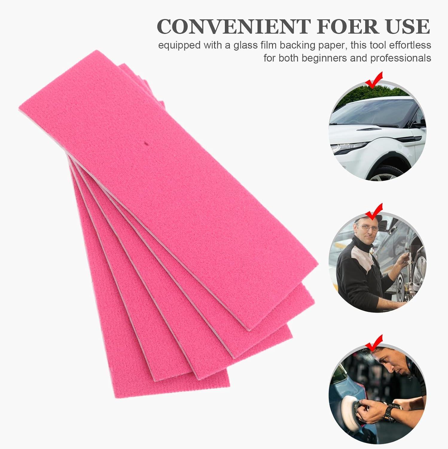 5pcs Vinyl Wrap Tint Film Applicator Felt Edge Cloth Replacement 4x11cm Rose-Colored Wrap Scraper Parts for Car Window Tint and Decal Installation
