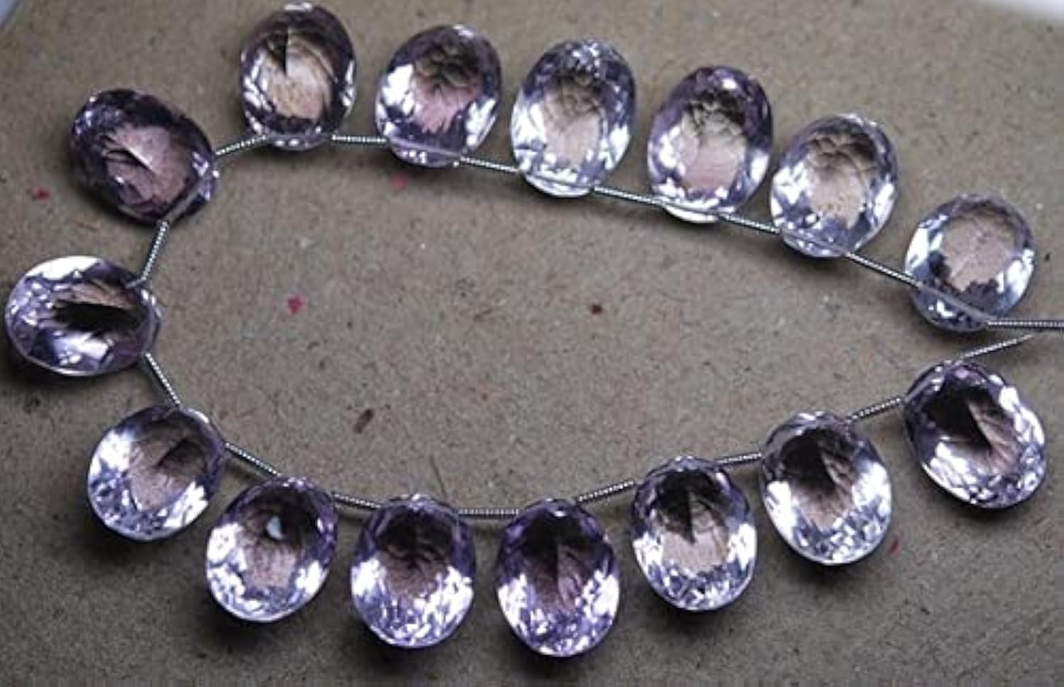 LKBEADS 2 Matched pairs, Pink Amethyst Faceted Oval Shape Briolettes,12x16mm Long