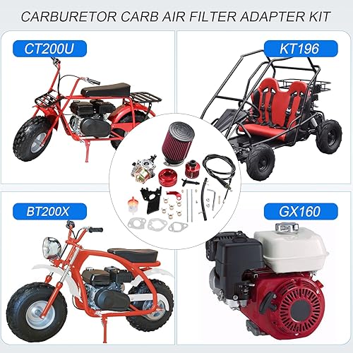 Vista 10 de Adaptador de filtro de aire de carburador mejorado de alto rendimiento para Coleman CT200U CT200U-EX BT200X GX160 Predator 212cc 196cc 6.5hp Motor