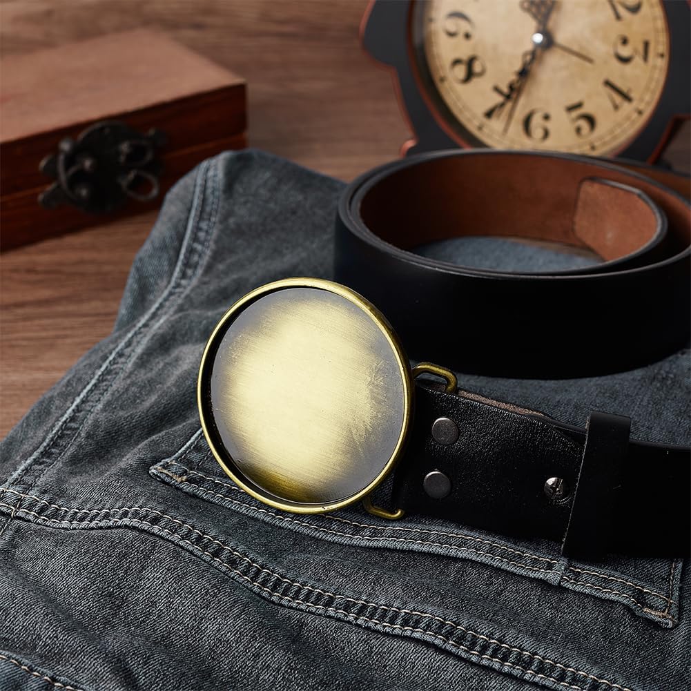 BENECREAT Replacement Belt Buckle, Alloy Western Cowboy Oval Vintage Belt Buckle, Blank Strap Top with Pin, Fits 4.4cm Strap - Image 4