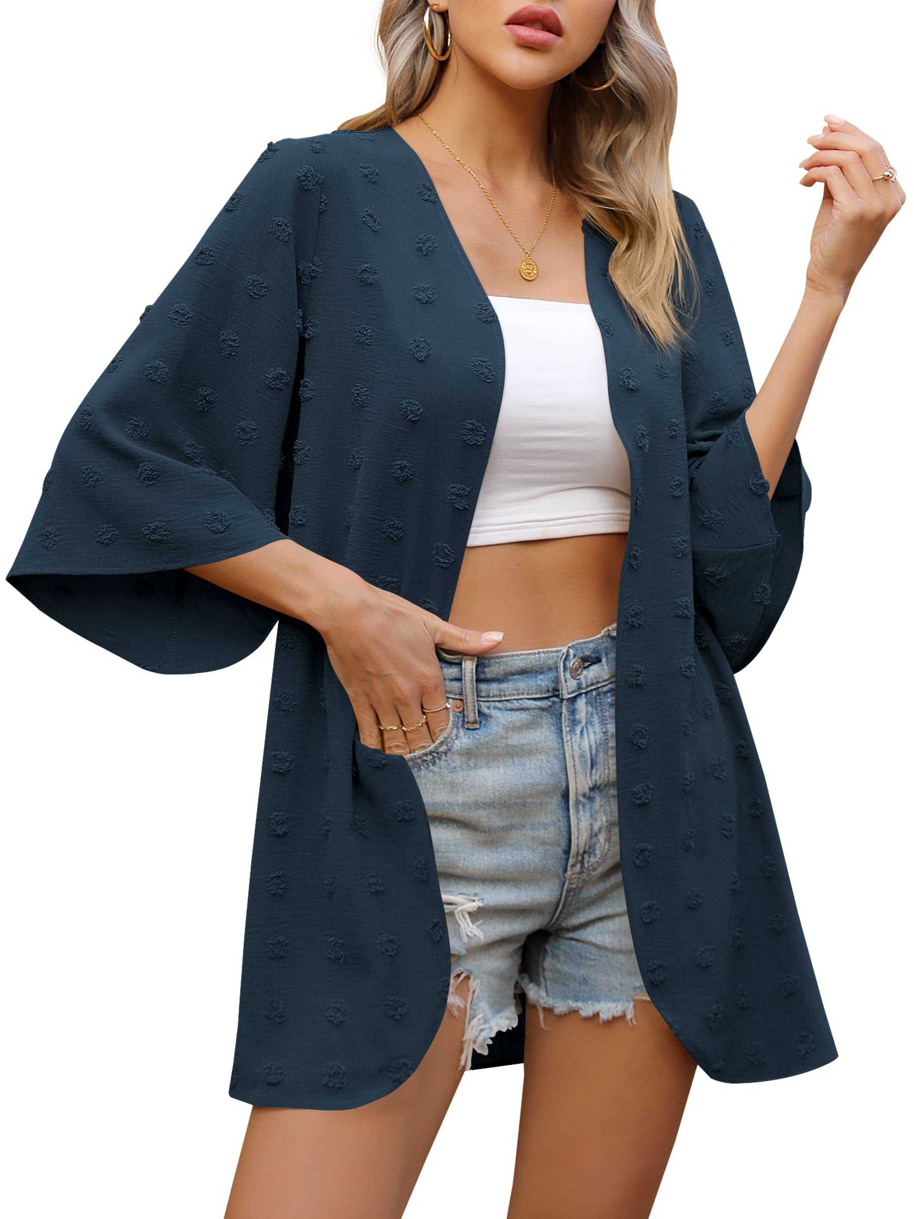 Missufe Cárdigan de punto para mujer, kimono, playa, bikini, verano, gasa, cubierta, traje de baño