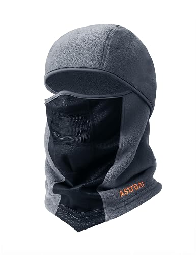 AstroAI Windproof Ski Mask, Winter Thermal Fleece Balaclava, Gray-L | Breathable Mesh Cold Weather Face Cover for Men & Women, Full Face Mask for Skiing Snowboarding Motorcycle, Fit 23-24.5"