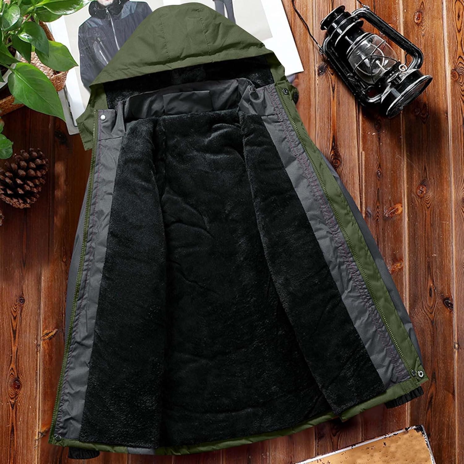 Mens Ski Jacket Big and Tall Thicken Climbing Hunting Snow Jacket Waterproof Windbreakers Winter Warm Detachable Hood