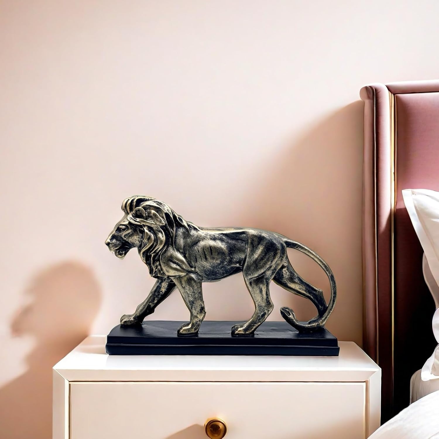 FUNSXBUG 10 Inch Resin Lion Statue Sculpture Vintage Figurines Animal Collectible Figurine Gift Idea Home Desktop Decoration Bronze - Image 5