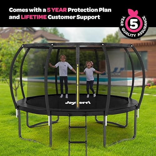 Vista 58 de JoyBerri Trampolín para exteriores - Cama elástica recreativa certificada ASTM, 8 pies, 10 pies, 12 pies, 14 pies, 15 pies, 16 pies, trampolín Negro