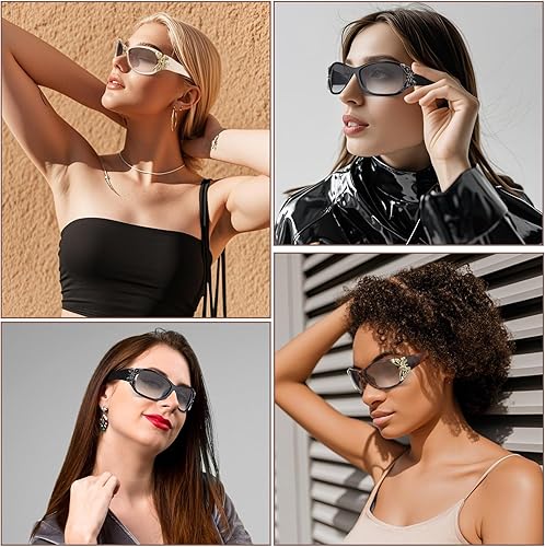 Miniatura 7 de 3 Pairs Y2K Sunglasses for Women, Fashion Wrap Around Butterfly Design Sun Glasses with UV400 Protection