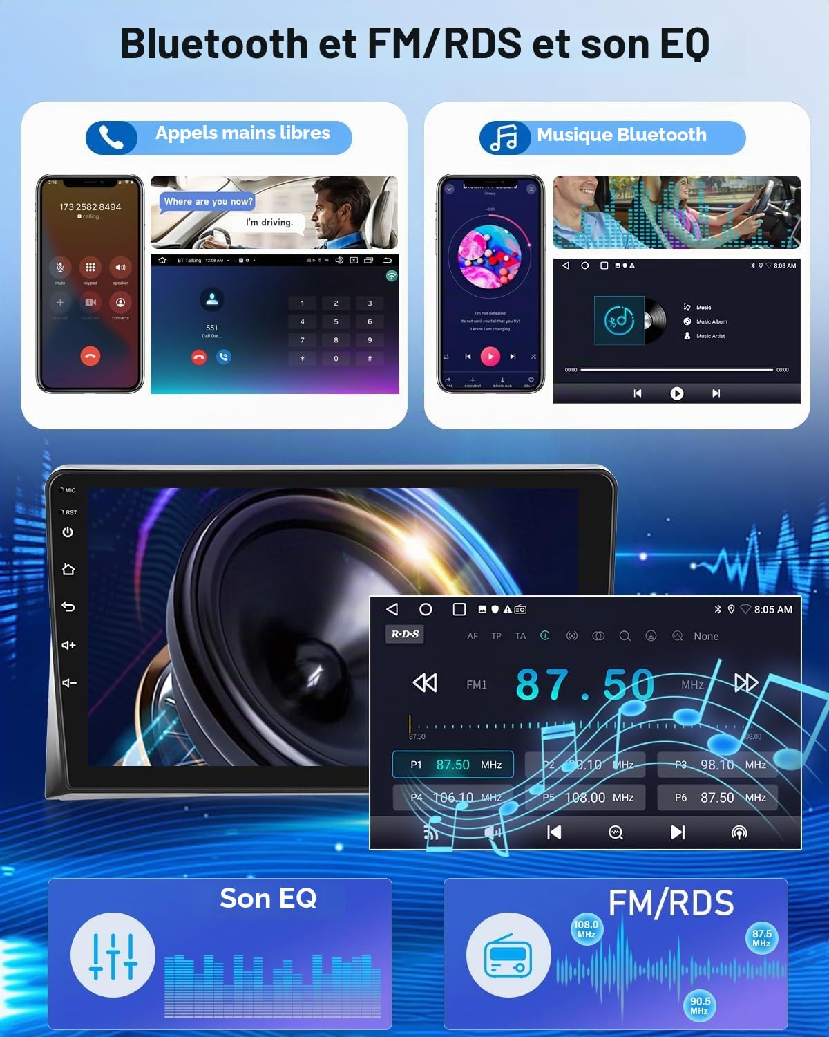 NHOPEEW Autoradio 4 +128G Android pour VW T5 Multivan 2008-2015 avec Carplay sans Fil et Android Auto - Écran incell 9 Pouces Prise en Charge WiFi GPS Commandes au Volant + Caméra de recul, Canbus