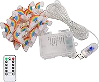 Vista 7 de Luces de Cadena Arcoíris 40 LED Luces de Hadas Decorativas para Interiores y Exteriores 8 Modos USB y Pilas 13 pies Luces Centelleantes con Control