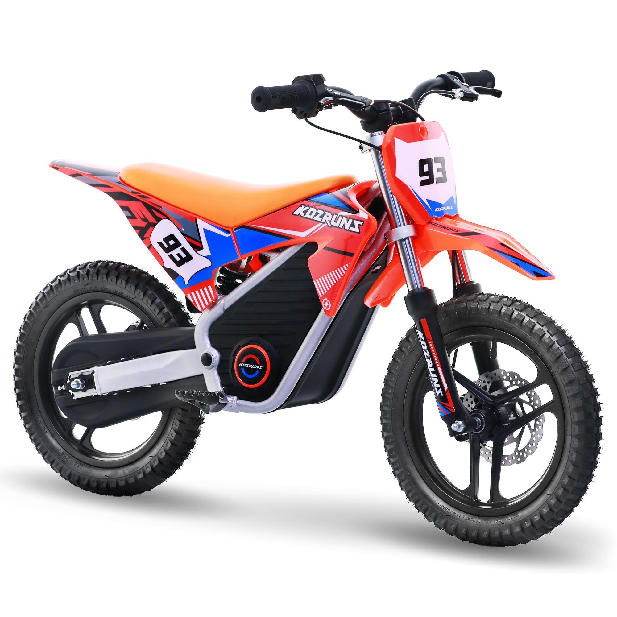 AIII 36V Electric Dirt Bike for Kids 5-10, High Performance 350W Racing Grade Motorcycle, Up to 18.6MPH, 3 Speed Settings, 14-Inch Off-Road Tires, Dual Disc Brakes & Advanced Shock Absorption, Orange