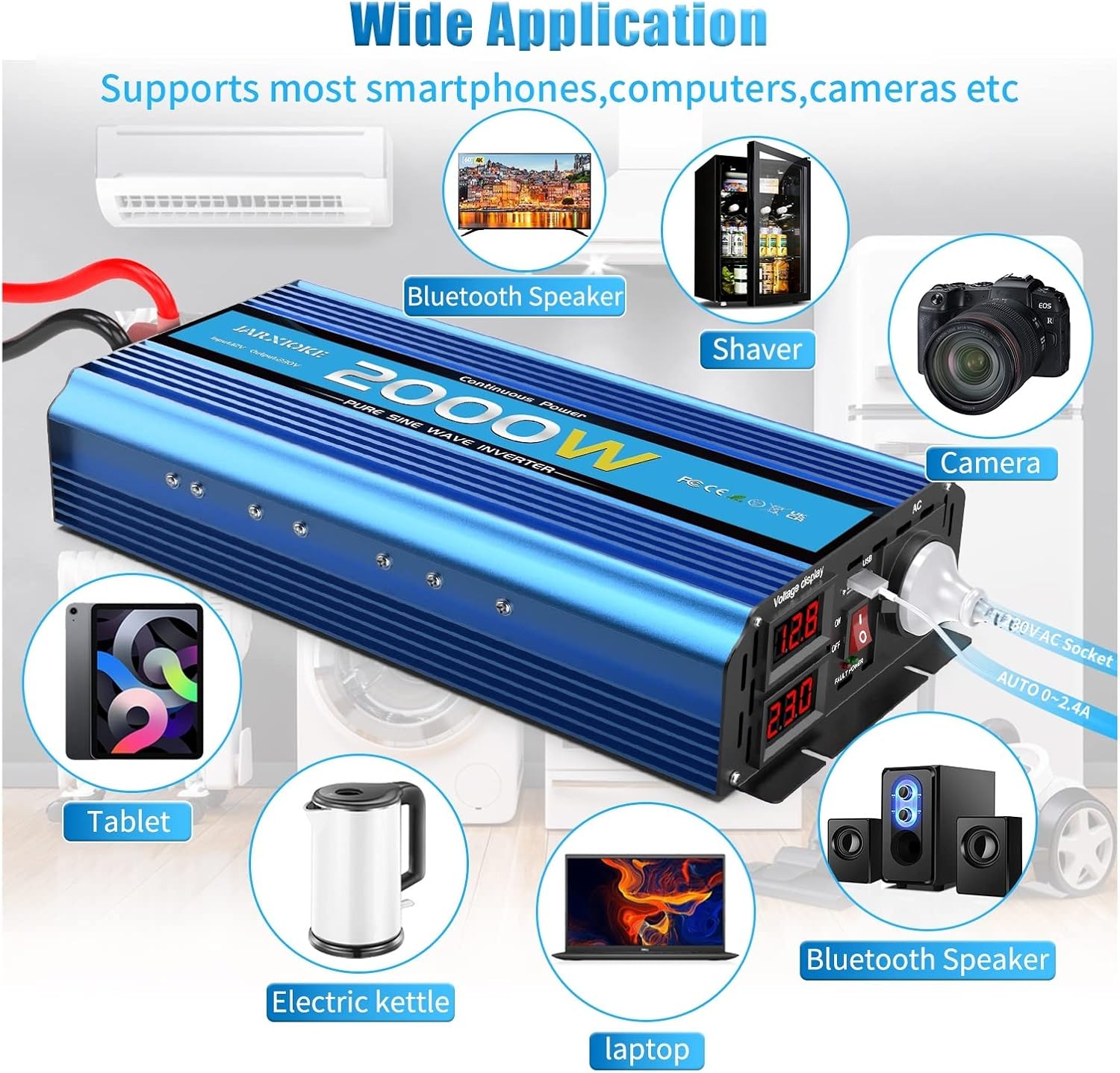 Inverter 12v 220v Pure Sinus 12v 24v 220V Voltage 4000W/3000W/2000W DC 12V 24V Transformer Pure Sine Wave Solar Inverter LED(3000Watts,24V-230V-EUROPE)