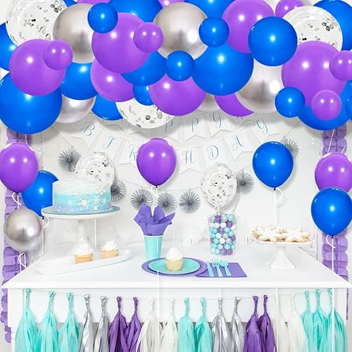 Miniatura 8 de Kit de arco de guirnalda de globos color morado, azul y plateado, globos metálicos y plateados, videojuegos, cumpleaños, videojuegos, videojuegos,