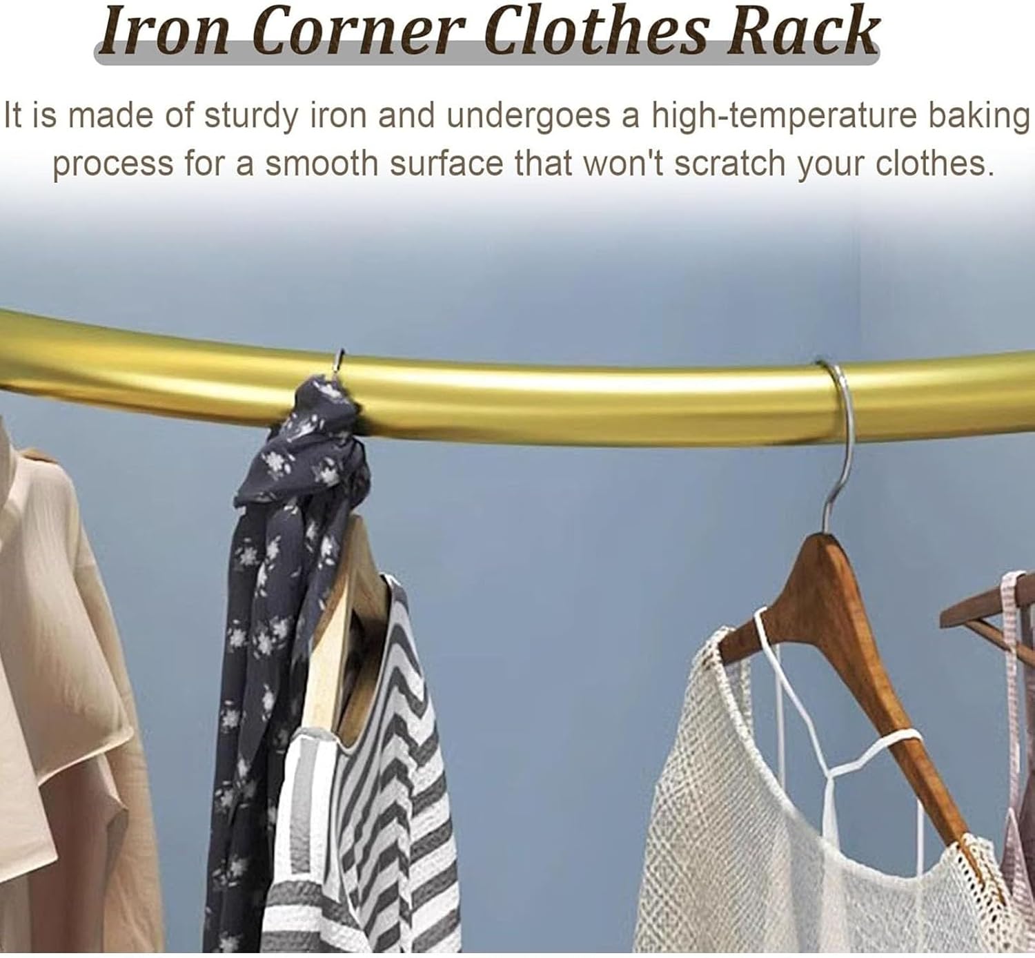 Curved Wardrobe Organizer Shelf Garment Rod, Closet Rod Closet Hanging Bar for Corner Wall, Hanger Clothing Storage Rack(60x60 cm (23 5/8" x23 5/8"))