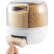 Rice Dispenser, 6 Compartments Rotating Grain Dispenser Kitchen Grain Storage Container Home Airtight Food Storage Organization for Grains, Barley, Legumes Holds Up to 13 lbs 10 x10 inch