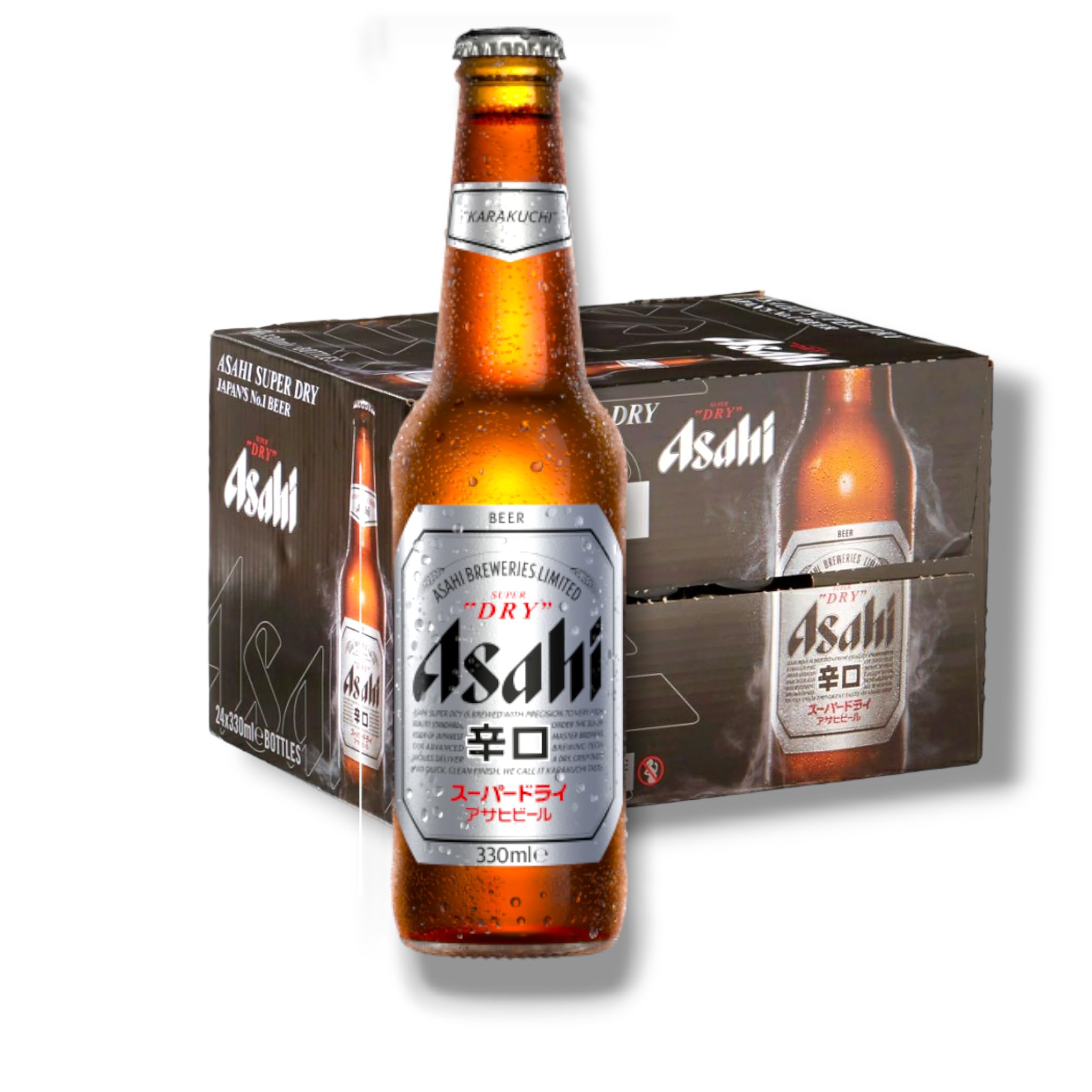 24 x Asahi Dry Beer 0,33l - die Nr. 1 Japan`s mit 5,2% Vol. - inkl. Original Haus der Biere Berlin Bierdeckel