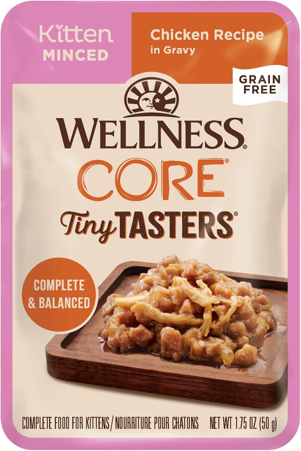 Wellness CORE Tiny Tasters Wet Kitten Food, Complete & Balanced Natural Pet Food, Made with Real Meat, 1.75-Ounce Pouch, 12 Pack…