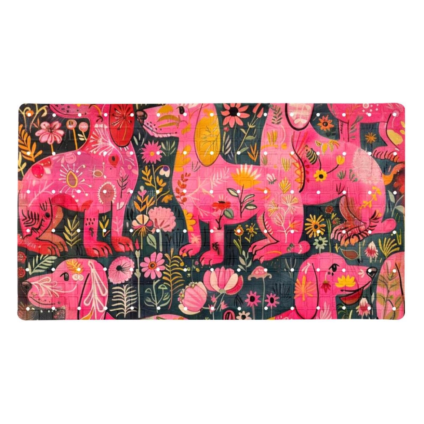 Tapis de bain teckel rose absorbant pour le confort des adultes