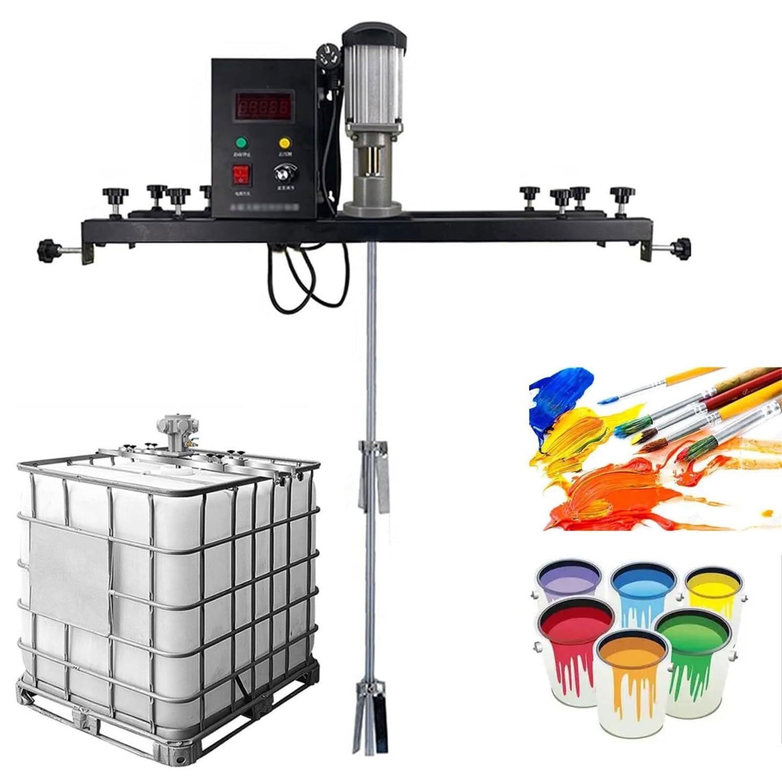 Máquina mezcladora eléctrica de pintura, mezclador industrial de 980 W con varilla de agitación de acero inoxidable de 900 mm, altura ajustable de 720-1200 mm para agitar la pintura de manera