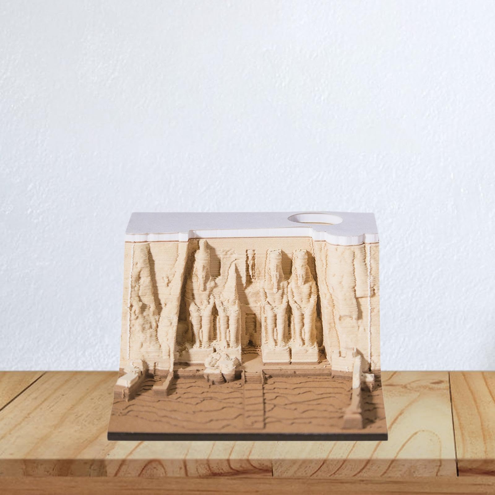 Calendario 3D 2025 con soporte para bolígrafo, bloc de notas 3D, diseño de templo egipcio antiguo, planificador semanal, decoración de escritorio, regalo escolar