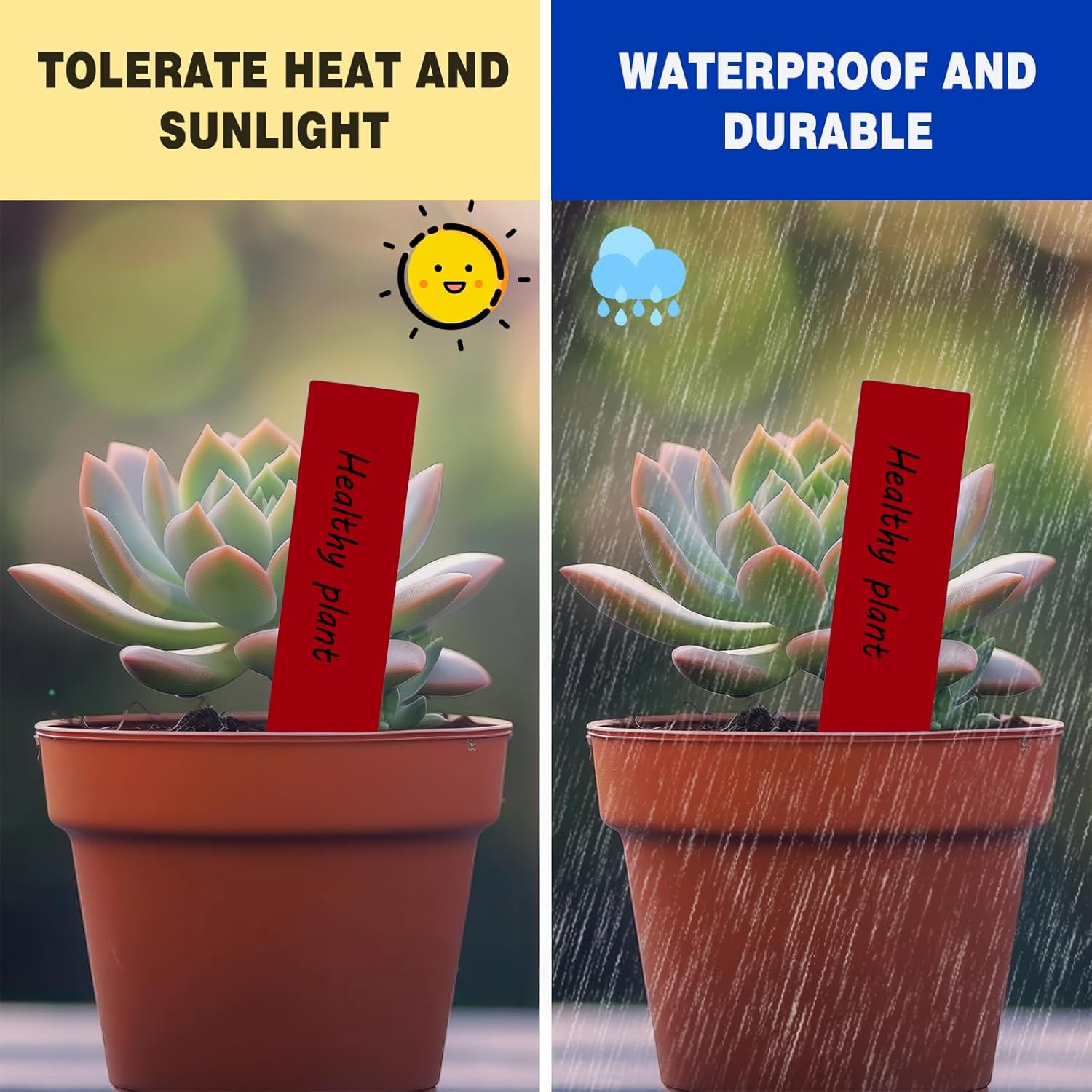 Plant Labels 200 Pcs Yuanling for Seeding Plastic Waterproof Plant Name Tags Garden Labels Marker Garden Pots Stakes for Outdoor Potted Plants Belt Permanent Marking Pen (Red) - Image 4