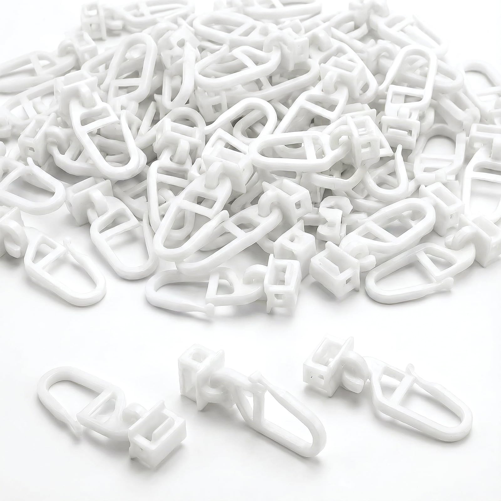 100Pcs Plastic Curtain Hooks, Fits 5.8-7mm Groove,