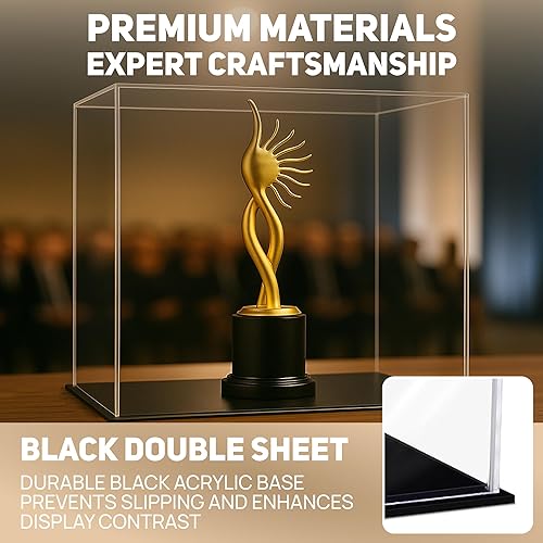 Vista 381 de Better Display Cases Versátil vitrina de acrílico transparente - Caja rectangular grande con base blanca 18" x 12" x 3" (BK09)