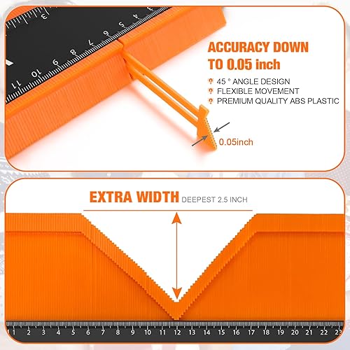 Miniatura 14 de VARSK Herramienta de perfil de medidor de contorno con luz de 5 + 10 pulgadas, herramienta de contorno y forma súper duplicadora, regalos