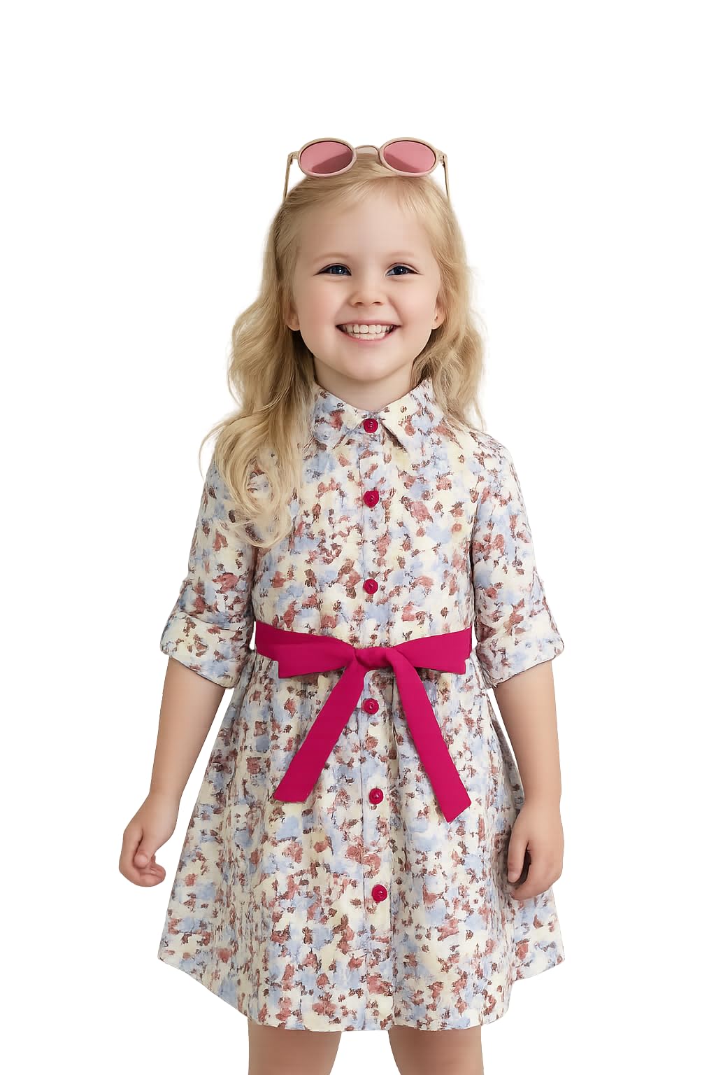 A.T.U.N. (ALL THINGS UBER NICE) Vestido camisero estampado 100% algodón para niña | Elegante vestido casual de manga larga con botones | Vestido de fiesta cómodo y casual para niñas