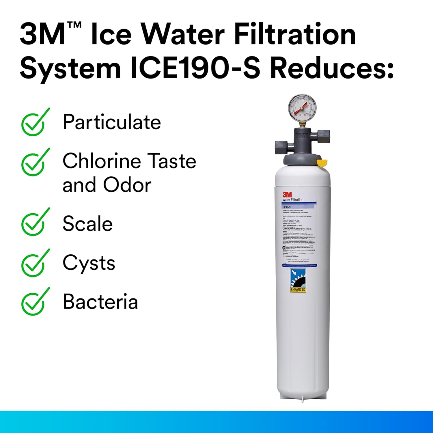 3M ICE190-S Water Filtration System for Commercial Ice Maker Machines, Reduces Scale, Bacteria and Cysts