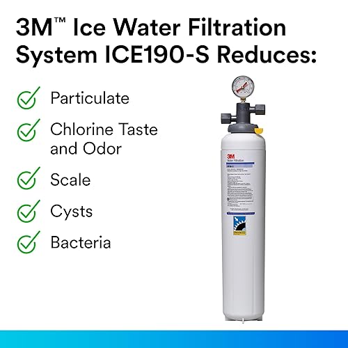 Miniatura 5 de Sistema de filtración de agua 3M ICE190-S para máquinas comerciales de hielo, reduce escalas, bacterias y quistes