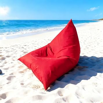 Oxford Fabric Bean Bag Chair Cover No Filler, Waterproof and Portable Suitable for Balconies, Lawns, Poolside, and Beach Outdoor Use.Red