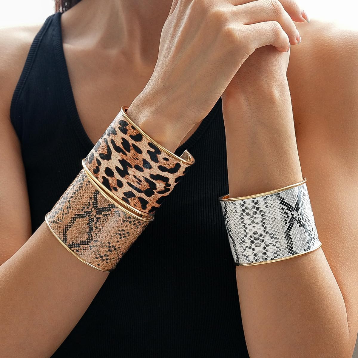 Leopard Print Bracelet for Women Cuff Open Leopard Print Bangles Wide Chunky Open Bangle Bracelet Trendy Jewelry - Image 5