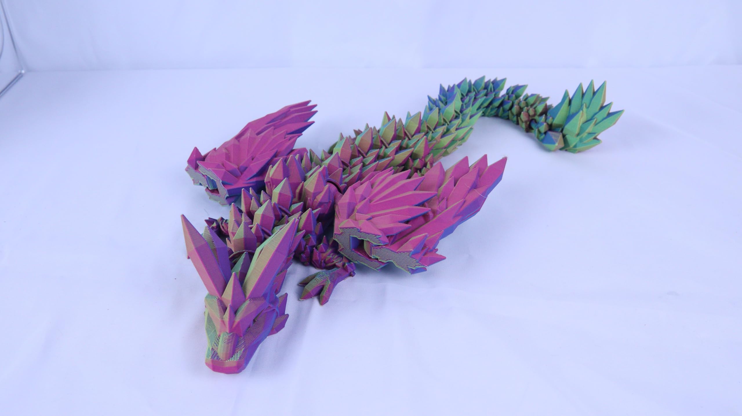Large 40cm Articulated 3D Printed Winged Dragon, Adult/Childrens Toy Gift Green/Purple/Red, Pastel Red Purple Green - Image 4