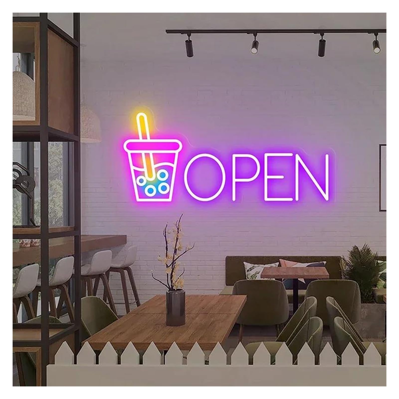 Shouxi B Sign Lamp Oba Tea With Open Neon Sign Ar Clu Decor Wall Art Decorative(,50Cm)