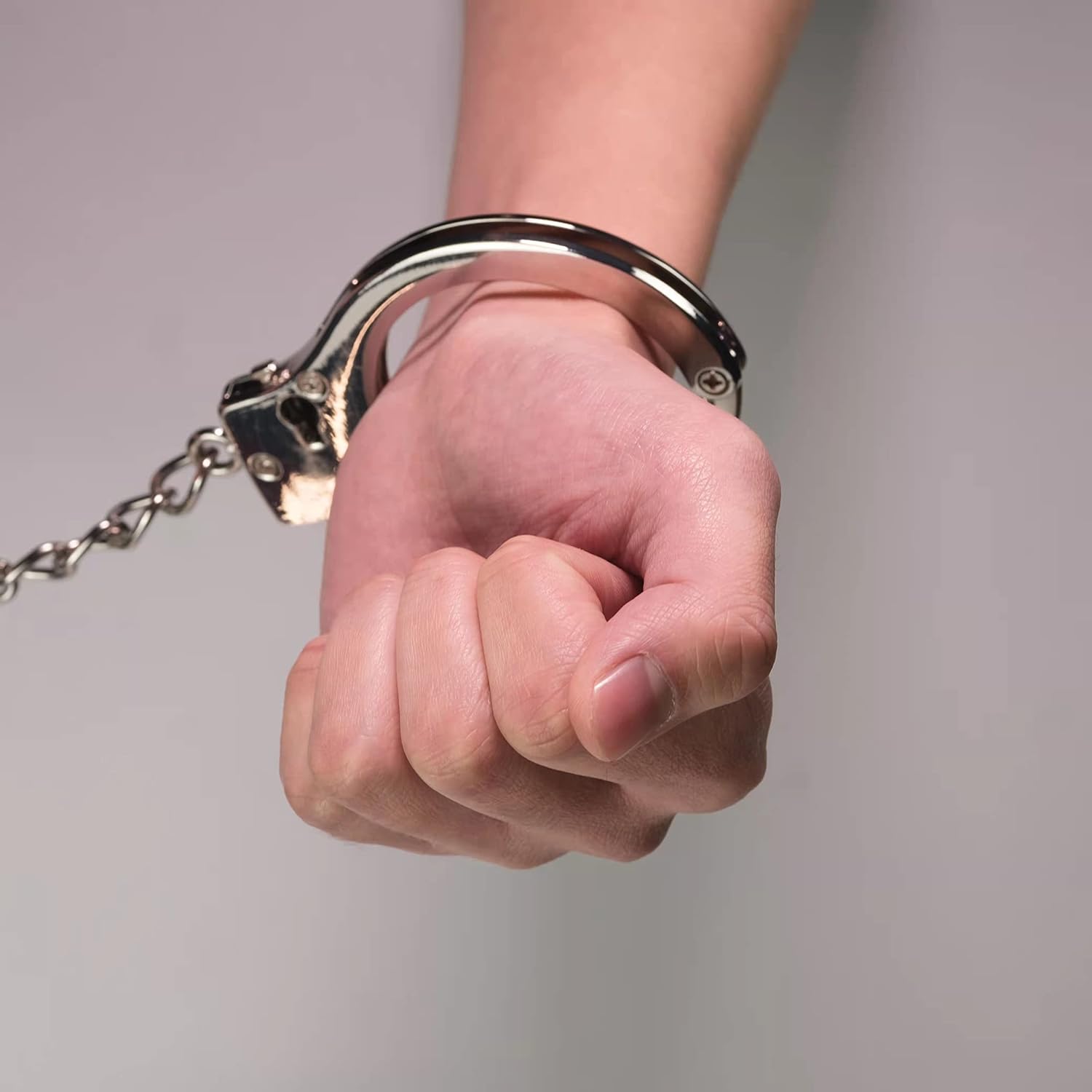 HISET Metal Handcuffs with Two Skull Keys - Prop Toy Handcuffs (Silver)