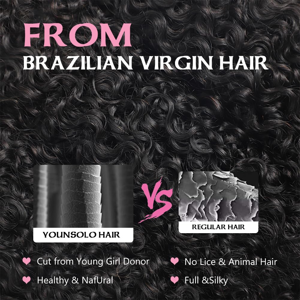 Younsolo 16A Burmese Curly Bundles Human Hair 20 22 24 Inch Curly Bundles Human Hair 100% Unprocessed Raw Virgin Human Hair Bundles Water Wave 3 Bundles with Spiral Curls Double Weft Natural Color