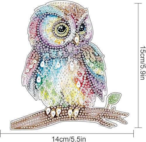 Miniatura 2 de Kit colgante de pintura de diamante de búho de animal, kit de colgante de pintura de diamantes de cristal para decoración de pared del hogar,